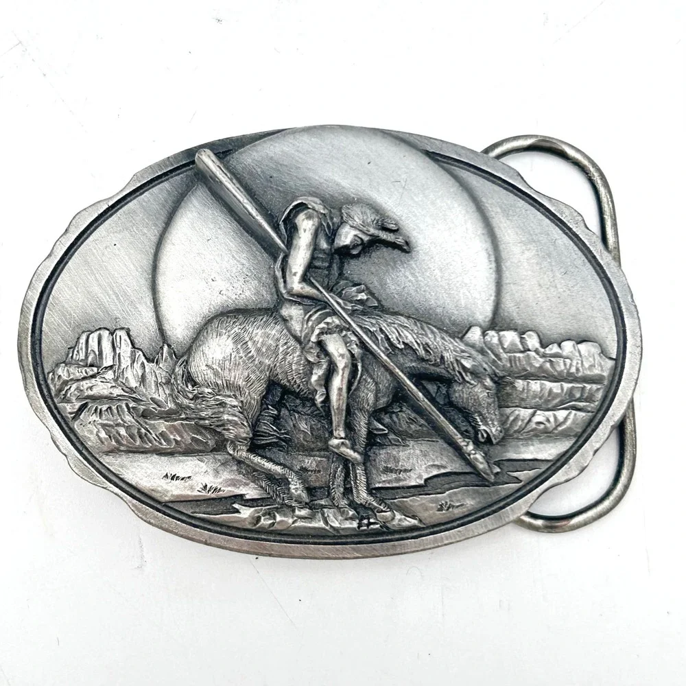 Vintage 1989 Arroyo Grande End of the Trail Belt Buckle USA Made AG 38 Pewter